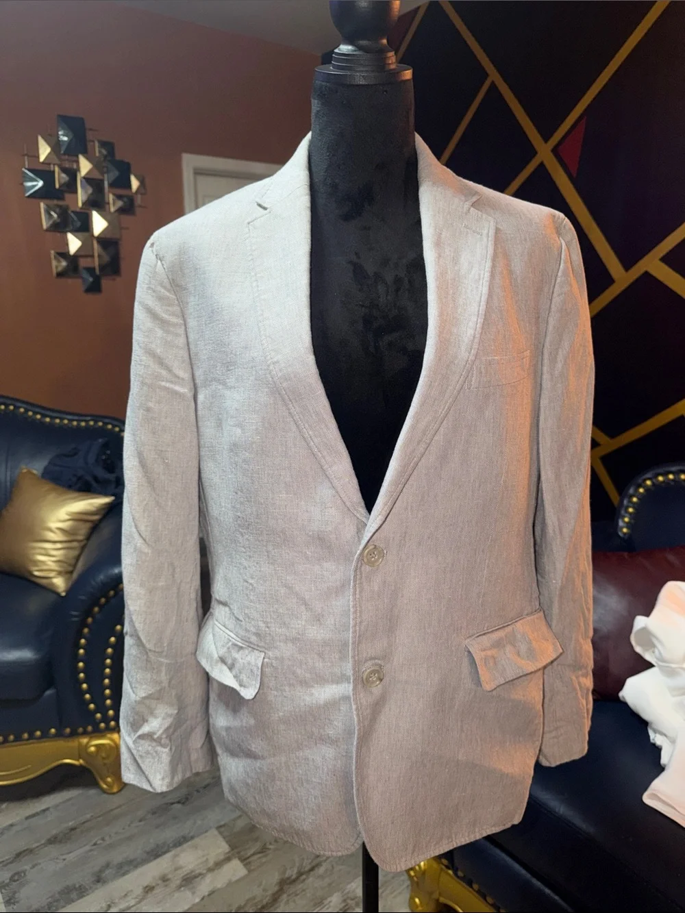 Light Gray Men's Linen-Blend Blazer